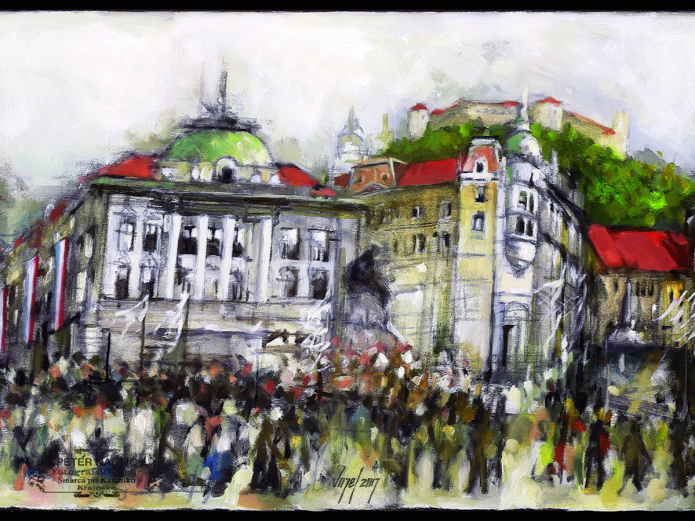 Franc Vozelj - Prešernov trg v Ljubljani, 1939 - 2017