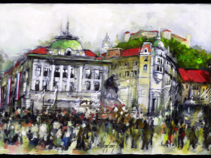 Franc Vozelj - Prešernov trg v Ljubljani, 1939 - 2017