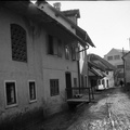 Vodni kanal skozi Kamnik leta 1940, v daljavi Bergantova hiša in Knafličeva tovarna - Naglic RA 55 30 3830