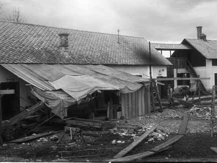 Izkp za turbinsko hišo, postavitev lesenega opaža leta 1926 - Naglic007