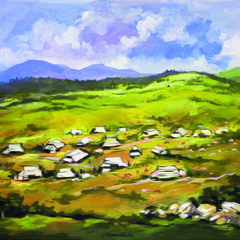 Velika Planina - Janez Kovačič, olje na platnu 2022
